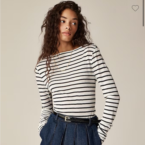 NWT J.Crew collection sheer wool-blend long-sleeve T-shirt in stripe - Picture 1 of 3